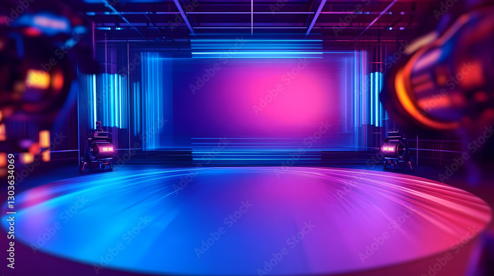 Wall mural pink blue abstract background broadcasting studio with gradient light gradient glow background