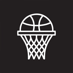 Basketball hoop and ball vector icon in black and white