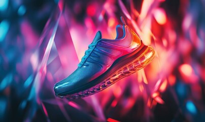 Sneakers Suspended in a Crystal Prism