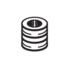 Minimalist dollar coin stack vector icon with clean lines