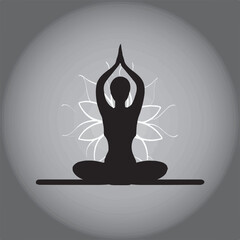 Yoga pose silhouette vector icon representing wellness and relaxation.
