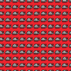 Funny illustrative ladybug seamless pattern. 