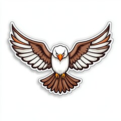 Obraz premium Cartoon Eagle in Flight, White Background