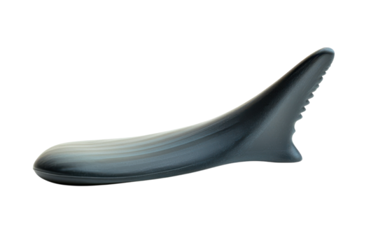 Sleek modern design of a minimalist black sculpture resembling a streamlined animal form isolated on transparent background