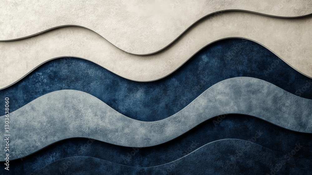 Poster abstract layered waves of varying textures and colors create depth