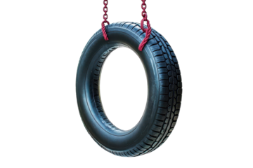 A playful tire swing sways gently in the sunlit park, inviting laughter and joy to all visitors isolated on transparent background