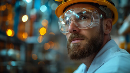 Ingeniero industrial supervisando la fábrica con seguridad y precisión