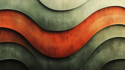 Abstract layered waves of orange and green create a pattern