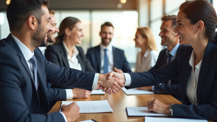 Fototapeta premium business professionals show appreciation success handshakes team