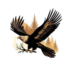 Obraz premium Eagle Soaring Above Forest