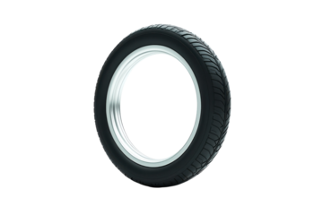 A sleek tire with modern design stands out against a minimal backdrop, showcasing innovation isolated on transparent background