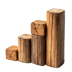 Wooden blocks arranged in ascending order for educational purposes in a well lit space