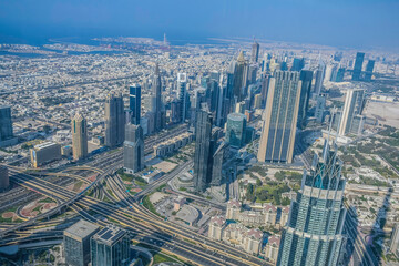 Dubai city aerial view taken from Burj Khalifa