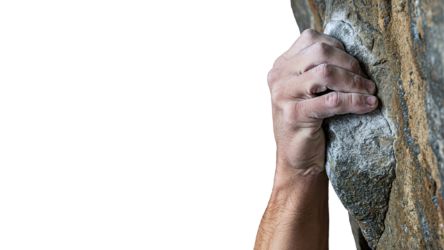 climber's hand on a rock, the grasp of determination
