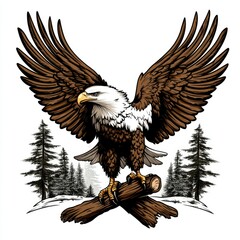 Obraz premium Majestic Eagle in Forest Scene