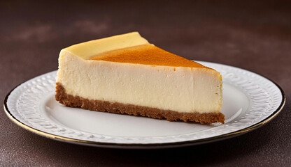 part de cheesecake dans une assiette
