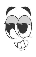 Retro groovy face character doodle