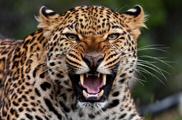 Obraz premium Angry Leopard Face Close Up