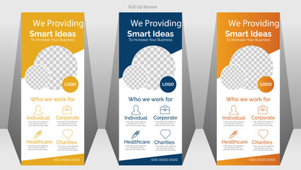 Roll up banner design template,Business Roll Up Banner stand vector creative design,pull up design, modern x-banner, rectangle size.  