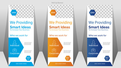Roll up banner design template,Business Roll Up Banner stand vector creative design,pull up design, modern x-banner, rectangle size.  