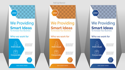 Roll up banner design template,Business Roll Up Banner stand vector creative design,pull up design, modern x-banner, rectangle size.  