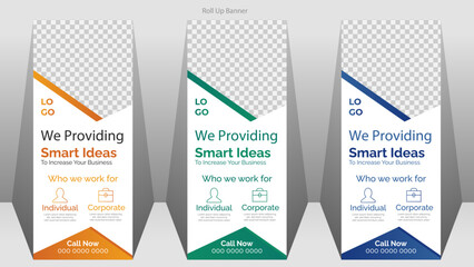 Roll up banner design template,Business Roll Up Banner stand vector creative design,pull up design, modern x-banner, rectangle size.  