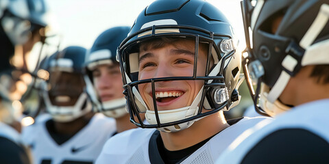 Young male football player smiling during training with teammates