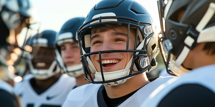 Young male football player smiling during training with teammates