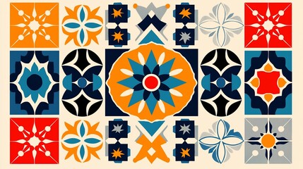 Colorful geometric tile pattern background. (1)