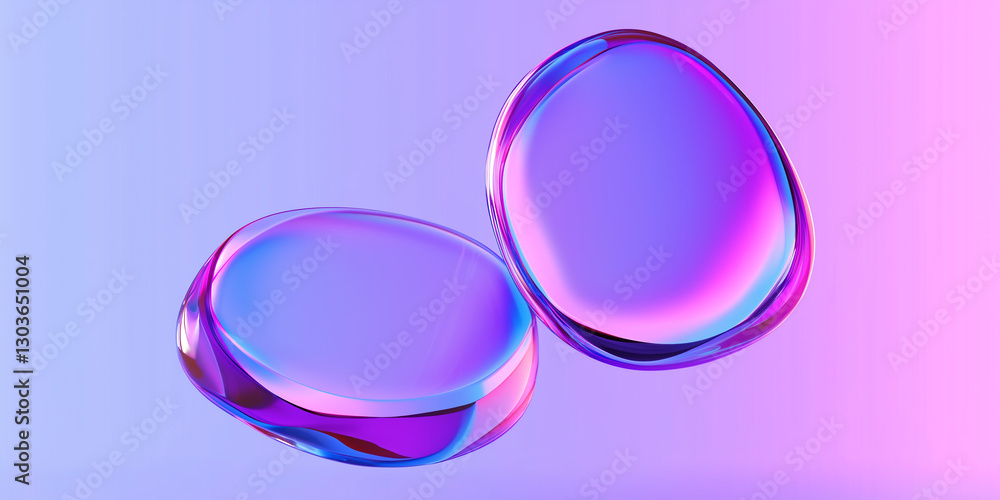 Poster Two smooth morphing colorful blobs floating on gradient background