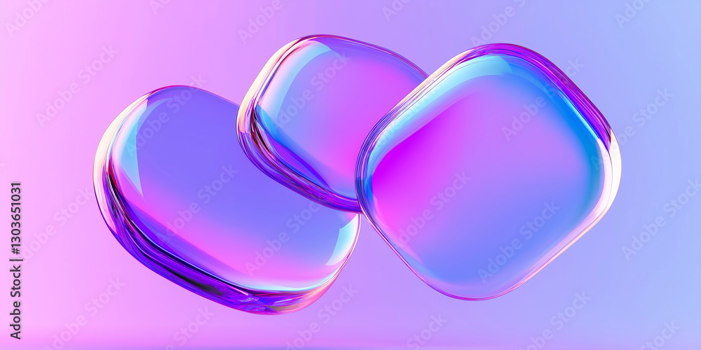Leinwandbilder three rounded squares floating on gradient background