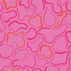 Vector repeat pattern design with playful abstract lines. Pink and orange tones. Perfect for packaging design, wrapping paper or other creative projects. 
