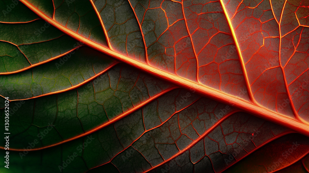 Aufkleber close up of leaf showing veins forming intricate pattern