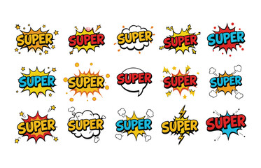 Boom Style Super Icon Set Vector Art.