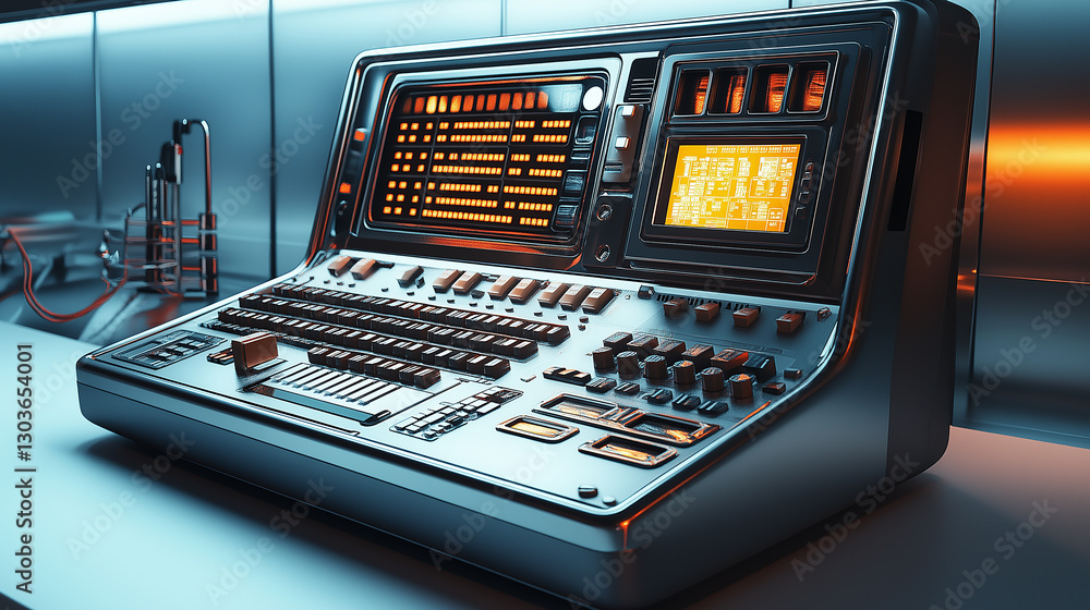 Aufkleber Futuristic control panel displaying complex data in modern laboratory