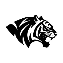 tiger head vector illustration, tribal black silhouette