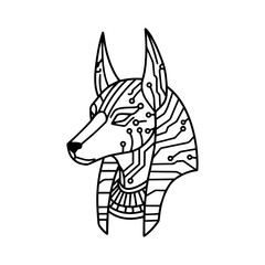 anubis interconnected printed circuit lines board, vector technology logo