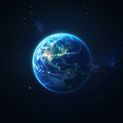 Obraz premium Earth viewed from space showcasing vibrant lights and natural beauty from above