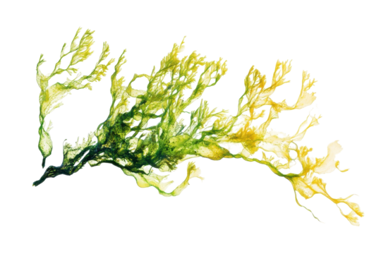Delicate seaweed dances gracefully in the sunlight along the ocean floor at low tide isolated on transparent background