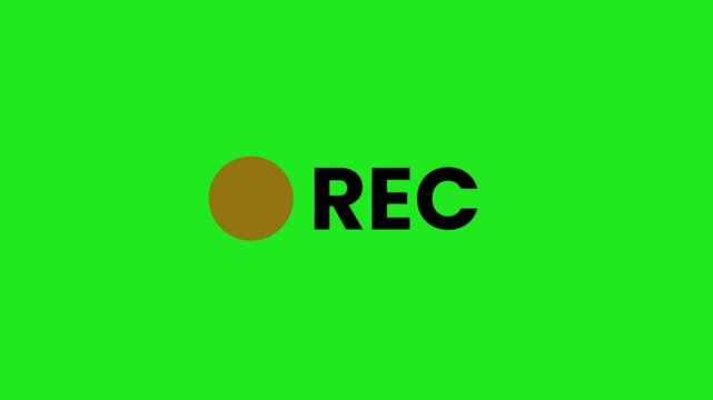 Records icon black text red circle blinking on green background. rec frame icon animation. record icon button motion graphic.