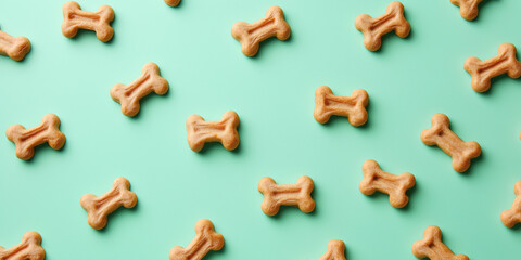 Dog food bones isolated on a solid color background