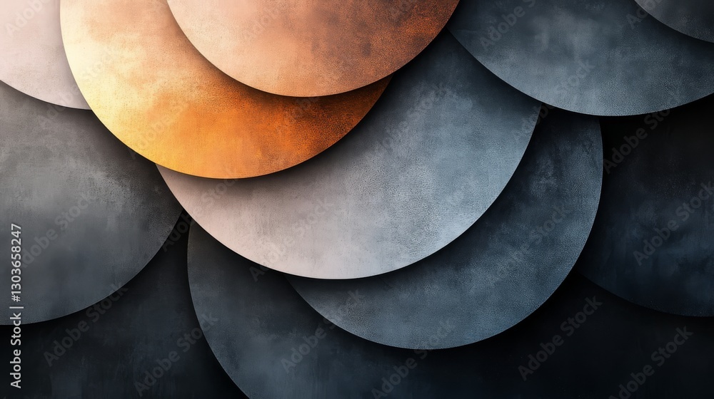 Aufkleber abstract image featuring overlapping textured circular geometric shapes