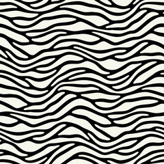 Vector seamless pattern. Free form organic shapes. Stylish smooth weaving structure. Natural zigzag spots. Hand drawn abstract background. Can be used as swatch. Monochrome spotty print.