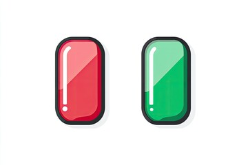 Two colorful buttons on white