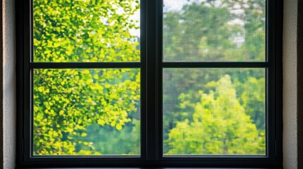 Serene Summer View Through a Window Pane
