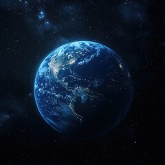 Obraz premium Earth viewed from space showcasing vibrant lights and natural beauty from above