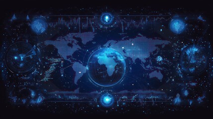 Obraz premium Global data visualization, world map interface