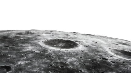 Surface of the moon isolated on white background