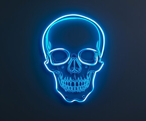 Glowing neon sign of a skull