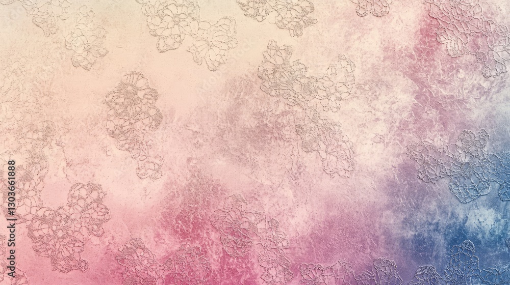 Poster pastel textured background with lace pattern in gradient color tones